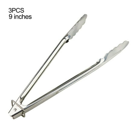 

3x Stainless Steel Salad Tongs BBQ Kitchen Cooking Food Serving Bar Utensil tong