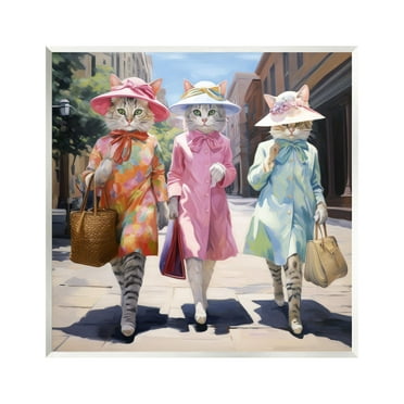 Stupell Industries Feline Fashion Cats Animals & Insects Painting Unframed Art Print Wall Art, 12 x 12