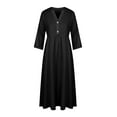 thumbnail image 3 of FASHIONWT Women Half Sleeve Thin Summer Midi Woven Shirt Dress, 3 of 8