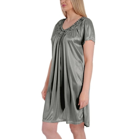 

EZI Nightgowns for Women - Soft & Breathable Satin Night Gowns for Adult Women - Medium to Plus Size Womens Sleep Shirts - Knee-Length Nightgown