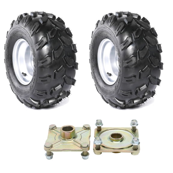 18x9.50-8 ATV Tires & Wheels 2-Pack Tubeless 4-Ply 18x9.5x8 18x9.5-8 8" Rims with 23T 4-Stud Rear Axle Hubs 110mm Bolt Pattern Fits Go Kart UTV Quad Lawn Mower Golf Cart Garden Tractor Turf Tires