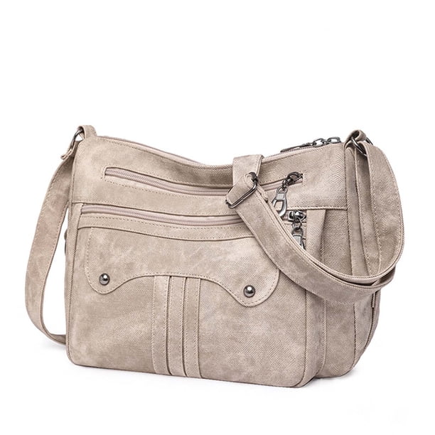 Yhmxh Organizadores y almacenamiento Bolso de hombro multifuncional de gran capacidad Bolso de hombro de gran capacidad Bolso de cuero lavado Bolso de mamá de moda Almacenamiento de ducha