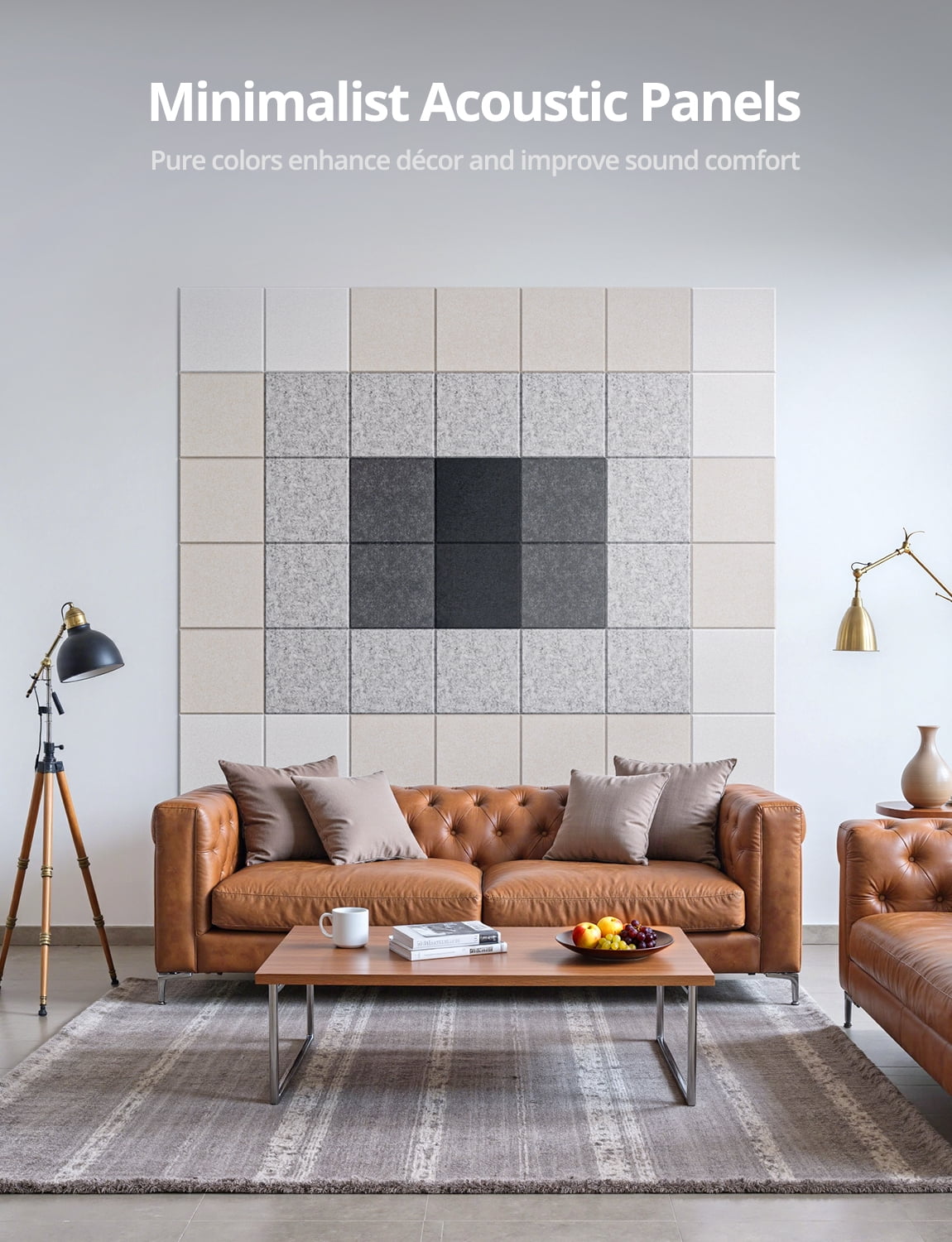 Kuchoow 12 Pack Acoustic Panels Self-Adhesive Sound Panel for Recording Studio, Square Sound Absorbing Panel Acoustical Treatments Wall Tiles for Room Bedroom Gaming, White 12"x12"x0.4"