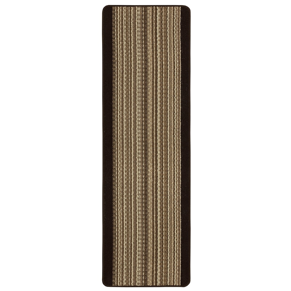 (2 pack) Mainstays Woven Apollo Striped Indoor Polypropylene Tan and Chocolate Runner Rug, 1'7.5" x 6'