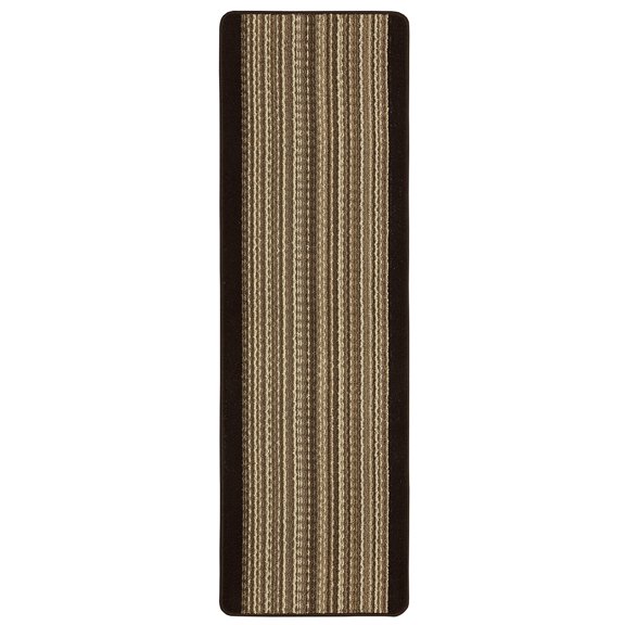 Mainstays Woven Apollo Striped Indoor Polypropylene Tan and Chocolate Runner Rug, 1'7.5" x 6'