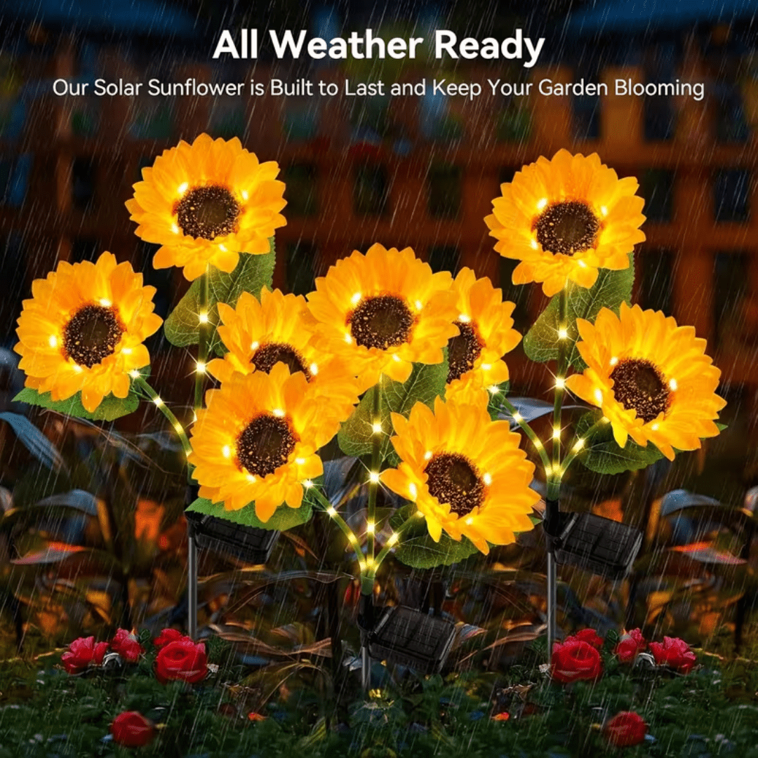 2 Sets Solar Sunflower Lights, Solar Garden Lights, Outdoor Ip44 Waterproof Solar Pole Lights With Realistic Flower Patterns, For Backyard, Flower Beds, Sidewalks, Terraces, Porches