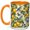Orange, variant on Stained Glass Bluebird Coffee Mug, Lemon Bird Mug, Ceramic Cup