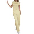 thumbnail image 3 of Conjunto de Dos Piezas para Mujer, Estilo Casual, Ideal para Estar en Casa. Incluye Top de Larga Ligeramente Corto y Pantalón de Pierna . Amarillo - Corto S, 3 of 9