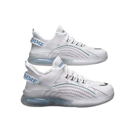 

Kesitin Mens Athletic Shoes Lace Up Sports Sneaker Flat Casual Shoe Breathable Non-slip Trainers Gym Air Cushion Sneakers White 7.5