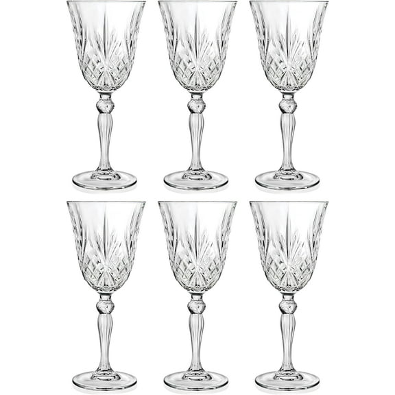 Barski Wine Glass - Goblet - Red Wine - White Wine - Water Glass - Stemmed Glasses - Set of 6 Goblets - Crystal like Glass - 7 oz. Beautifully Cut Designed Made in Europe