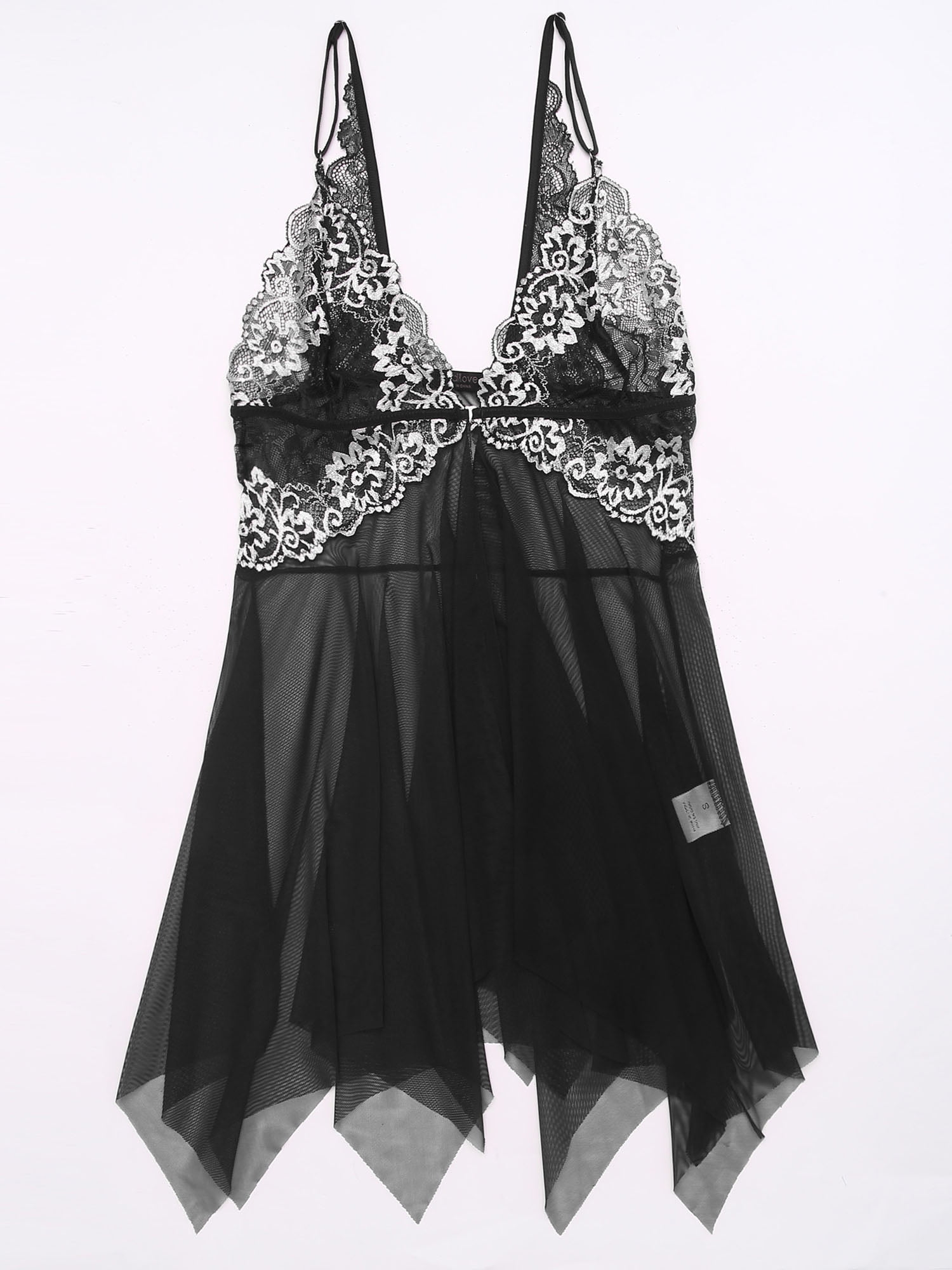 DAPRZIY Lingerie for Women Front Closure Chemise Nightgowns Sexy Sleepwear Nighty,Black with Butterfly