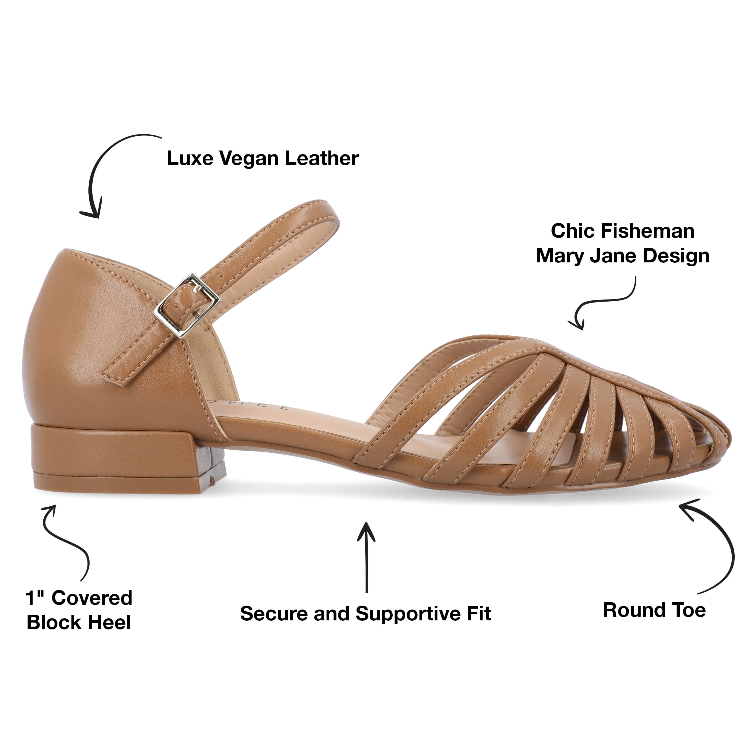 Journee Womens Joannah Mary Jane Block Heel Round Toe Flats