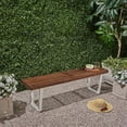 thumbnail image 2 of GDF Studio Joa Outdoor Acacia Wood Dining Bench, Dark Brown and White, 2 of 6