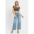 thumbnail image 7 of Womens Plus Size High Rise Crop Wide Leg Jeans Light Blue Wash with Front Seam Detailing and Five Pocket Design Stretch, 7 of 7