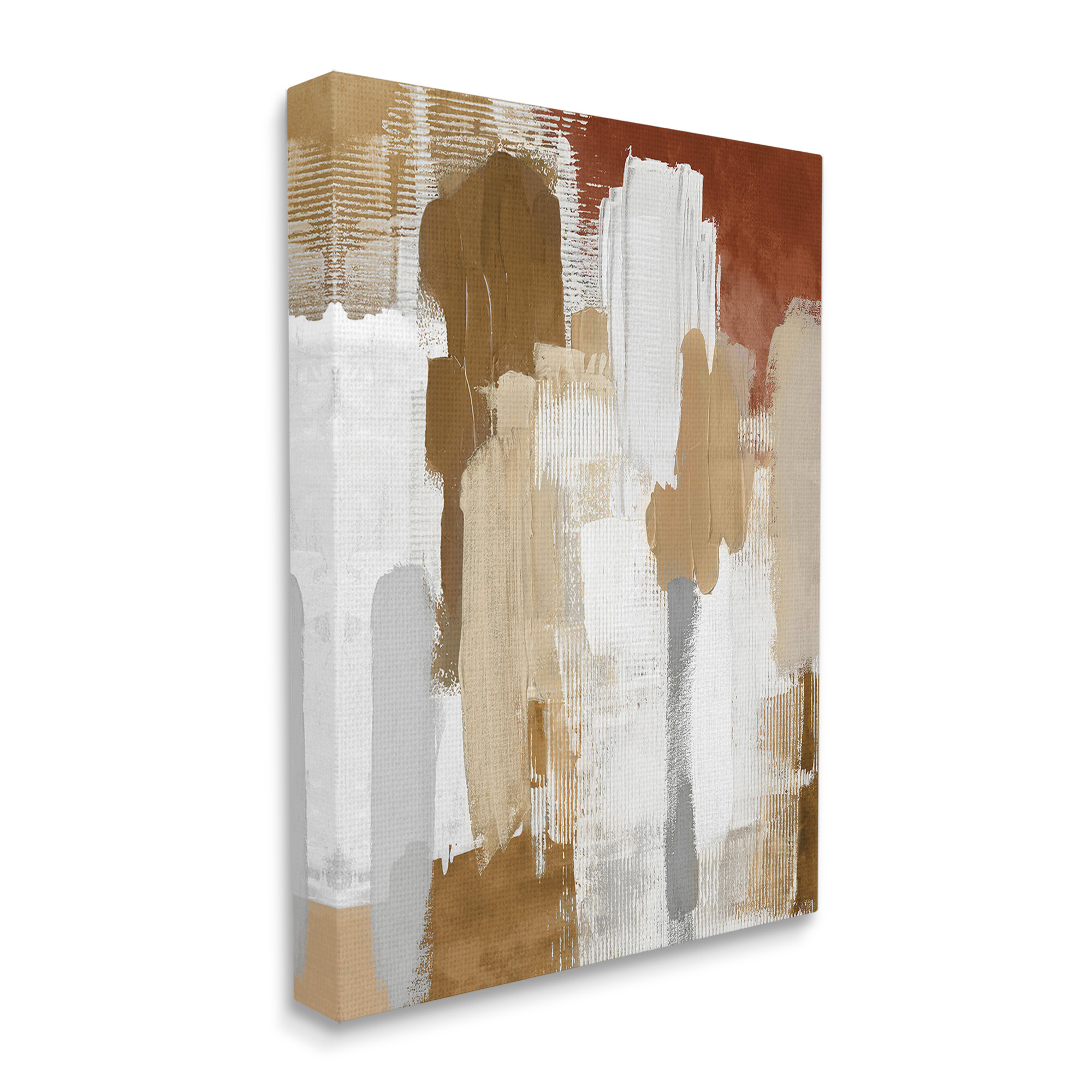 Stupell Industries Natural Hues Brush Strokes Abstract Painting Gallery Wrapped Canvas Art Print Wall Art, 24 x 30
