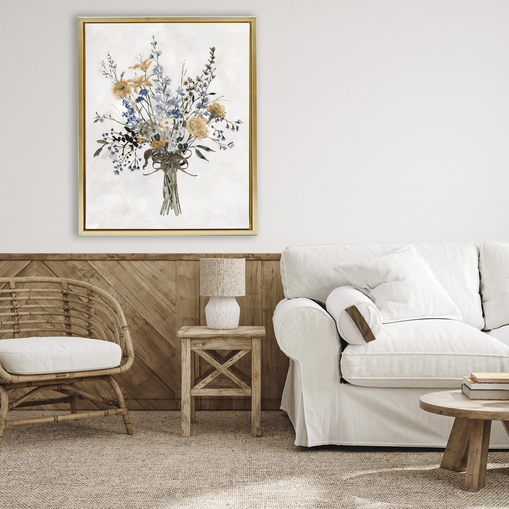 Stupell Industries Delicate Botanicals Bushel Gold Framed Floater Canvas Wall Art, design by Carol Robinson