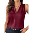 thumbnail image 1 of Camiseta sin mangas EVALESS Trendy 2025 con cuello en V plisado para mujer, 1 of 5
