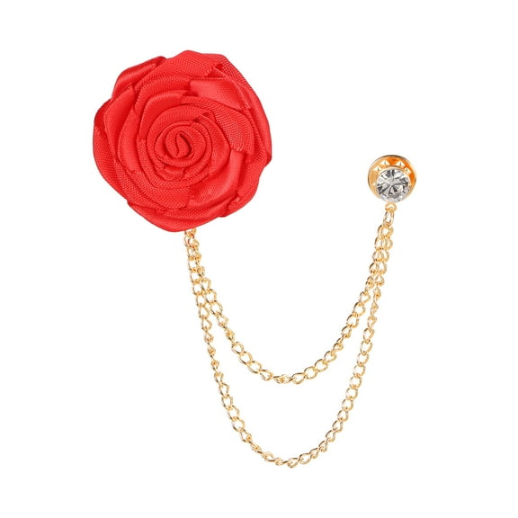 Uxcell Rose Flower Brooch Pin Lapel Pin for Men Suit Accessories Floral Pins Red