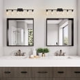 thumbnail image 3 of Deyidn 6-Light Modern Bathroom Vanity Light, 43 Inch Black Finish Dimmable Mirror Light Fixture with Cylindrical Glass Shades, 3 of 9