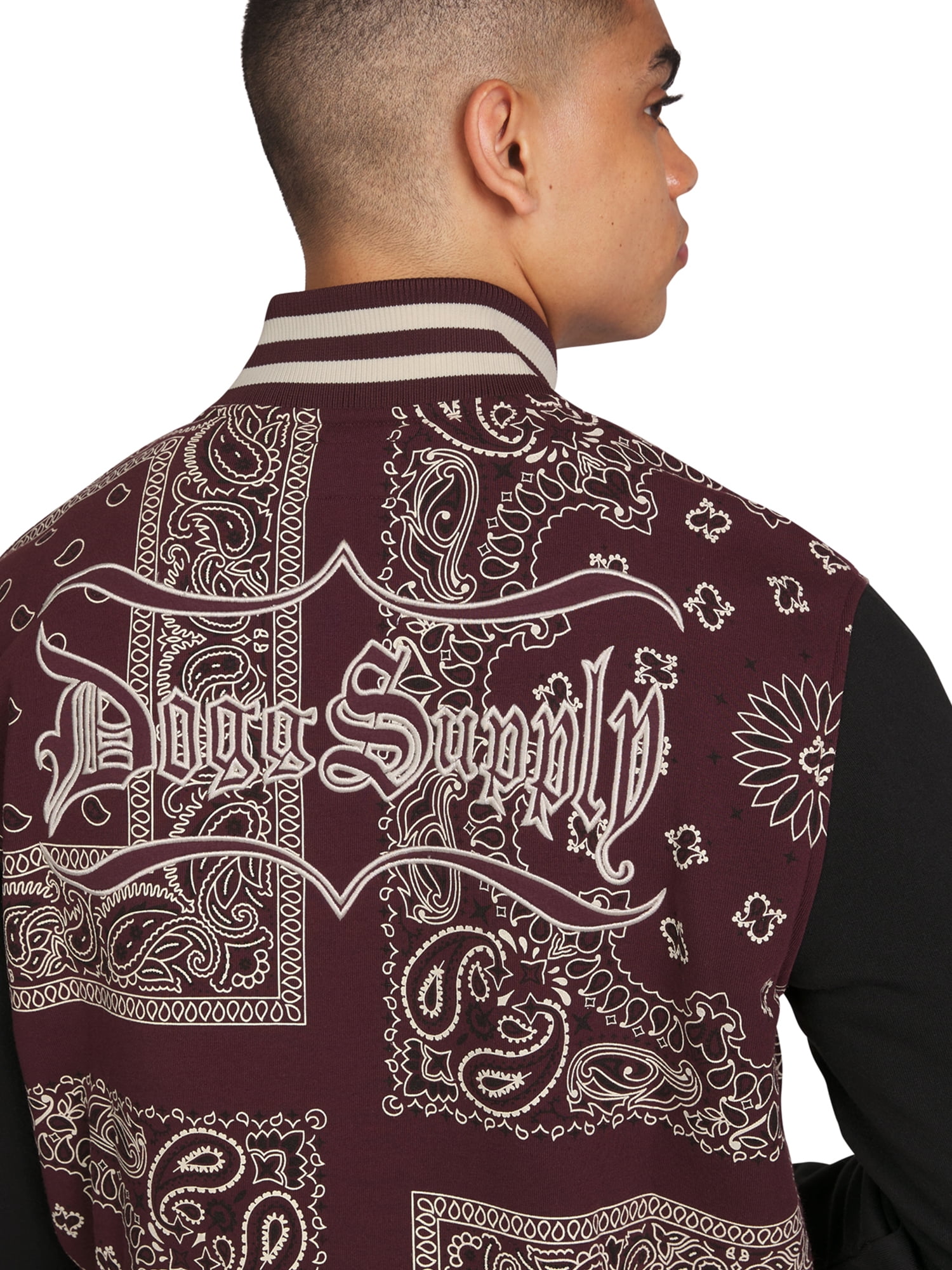 Dogg Supply All Gender Paisley Fleece Varsity Jacket, Men's Sizes XS-3XL