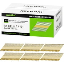 1,000 PCS MEITE 30 Degree Framing Nails 2-3/8Inch x .113 Inch, Ring Shank, Galvanized Coated, Paper Tape Collated, Offset Round Head Framing Nails for 30-34 Degree Framing Nailers