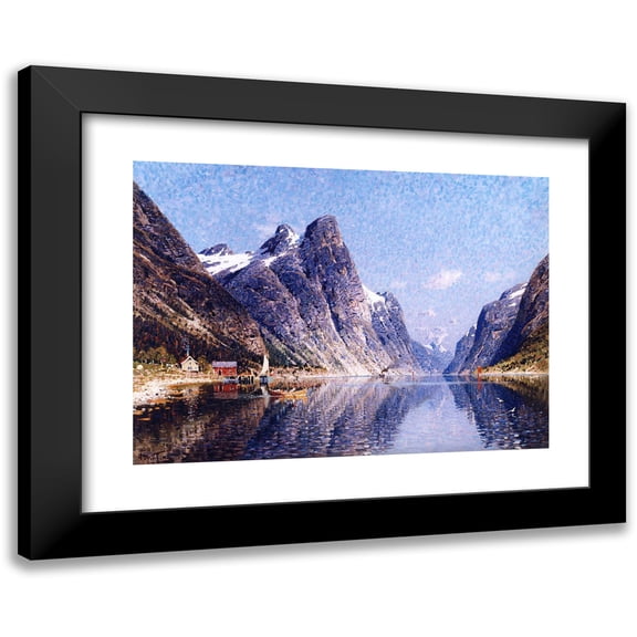 Adelsteen Normann 14x11 Black Modern Framed Museum Art Print Titled - A Norwegian Fjord Scene