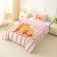 thumbnail image 2 of Homewish Cute Golden Retriever Dog Twin Comforter Sets,Cartoon Animal Bedding Set,Pink White Stripes Decor,Pink Reversible,2 Pieces,1 Comforter and 1 Pillowcase, 2 of 7