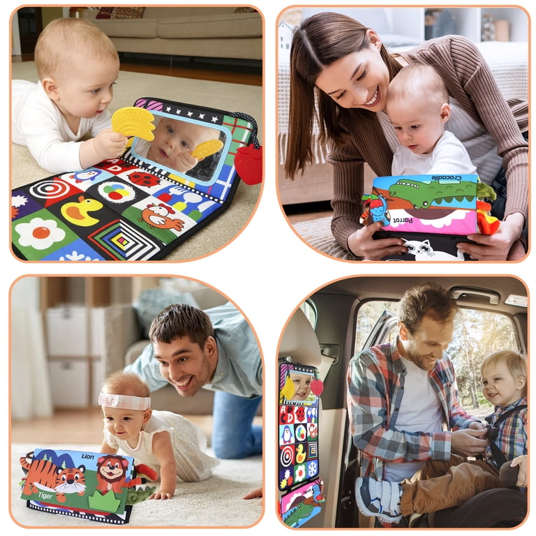 LotFancy Baby Tummy Time Mirror Crinkle Book Set photo 4