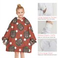 thumbnail image 6 of Red Hedgehog Pattern Blanket Hoodies for Kids 6-13YR Oversize Wearable Blanket Hoodies for Boys Girls Teens, 6 of 7