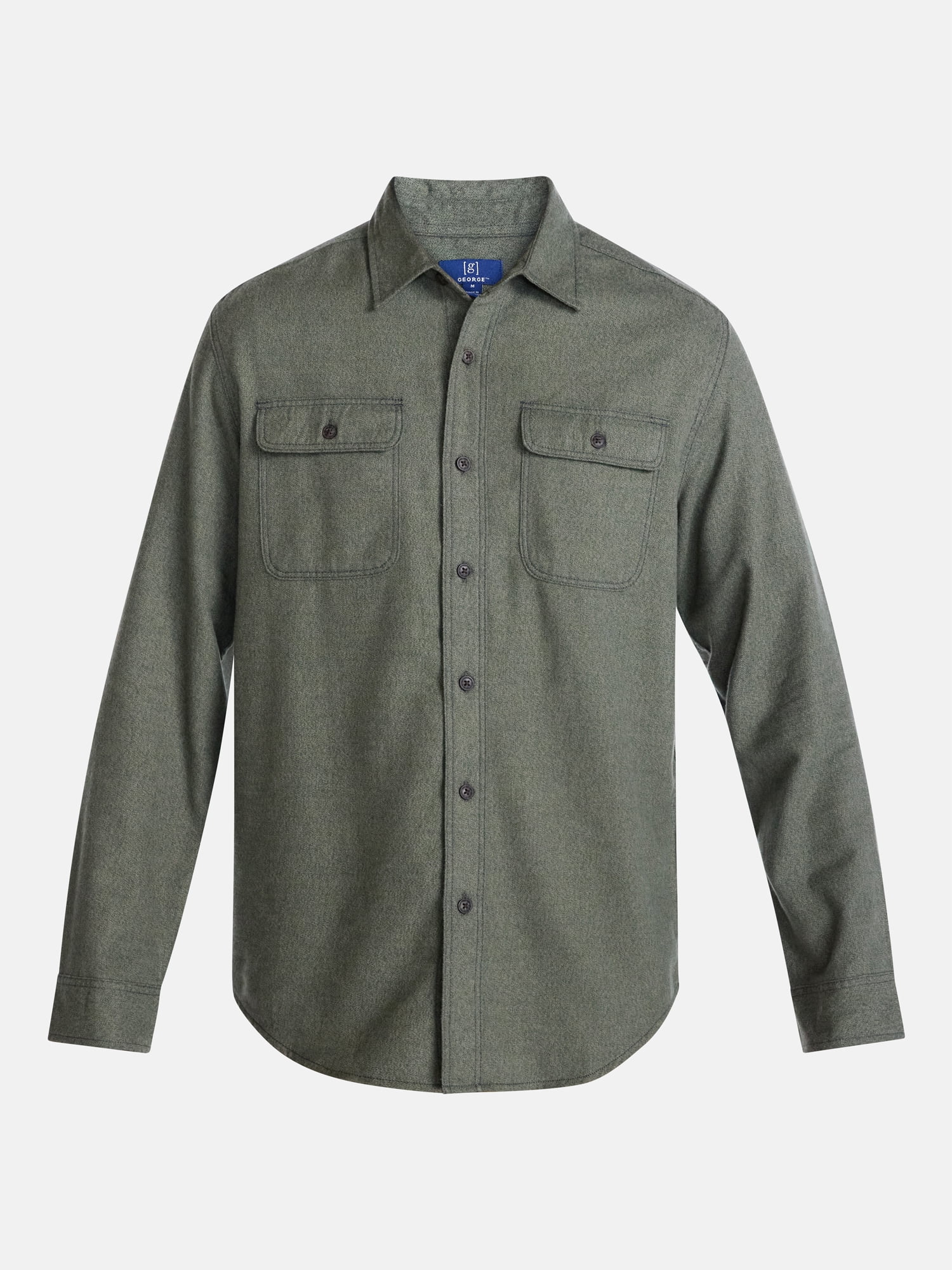 George Men's and Big Men's 100% Cotton Plaid Flannel Shirt with Long Sleeves, Sizes XS-3XL, 2XB-5XB & Tall XLT-3XLT