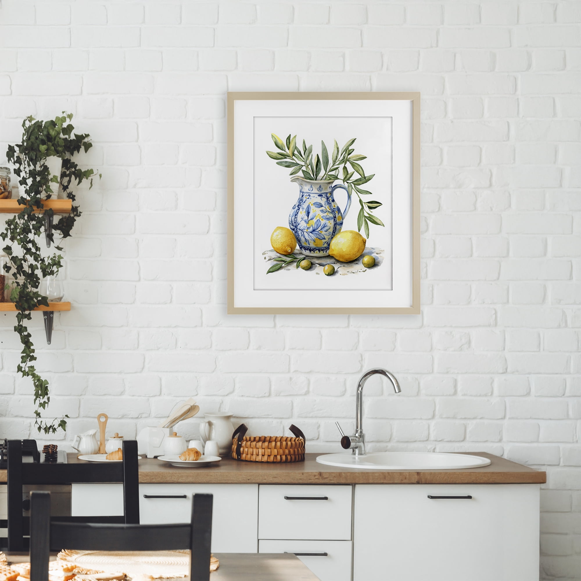 Stupell Industries Lemon & Olive Branch Still Life Birch Framed Print Under Glass, design by LSR Design Studio