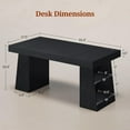 thumbnail image 3 of 55.9" Executive Desk with Power Outlets, Modern Home Office Desk with Storage Shelves, Computer Desk Conference Table, Black, 3 of 8