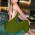 thumbnail image 2 of Wycnly Dresses for Women 2024 Sexy Spaghetti Strap Basic Bodycon Night Party Club Dresses Sleeveless One Line Neck Solid Summer Maxi Casual Dress Army Green M Clearance Clothes, 2 of 7