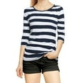 thumbnail image 1 of INSPIRE CHIC T-Shirt pour Femme Fête des Mères Non Doublé Col Rond Manches au Coude Coupe Ajustée Décontracté m Blanc Bleu Foncé, 1 of 8