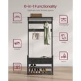 thumbnail image 3 of VASAGLE Hall Tree with Bench and Shoe Storage, Entryway Coat Rack with Shoe Bench, 2 Fabric Drawers, 10 Hooks, 6 Side Hooks, Stone Gray and Ink Black, 3 of 6