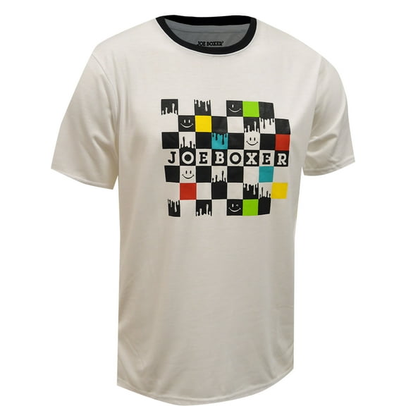 Joe Boxer Mens Joe Boxer Loungewear White Checkerboard Melting Licky T-Shirt (Medium)