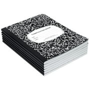 CintBllTer Wide Ruled Composition book, 100 Sheet (200 pages), 6-Pack, Hard Cover Black Marble Notebooks