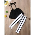 thumbnail image 4 of Dewadbow Summer Toddler Kids Baby Girl Strap Tops Crop Stripe Trousers Pants, 4 of 6