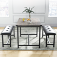 thumbnail image 5 of 3Piece Dining Table Set for 4, Rectangular  Kitchen Table with Upholstered Benches, Room Dining Table Set,  for Small Space, Apartment, 5 of 6