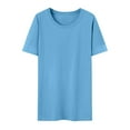 thumbnail image 6 of Txenfivo Womens T Shirts Short Sleeve Crewneck Loose Summer Tees Basic Tops for Women Trendy Casual Jersey T-Shirts Cotton Blouses, Light Blue, L-4XL, 6 of 6