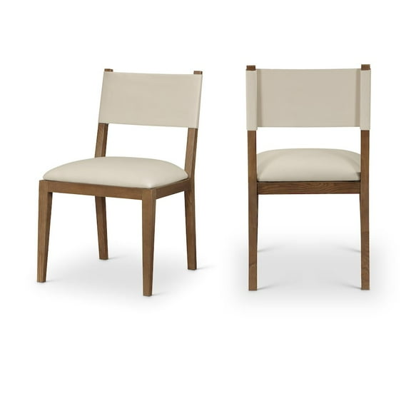 Meridian Furniture Avon Beige Vegan Leather Dining Side Chair, Set of 2