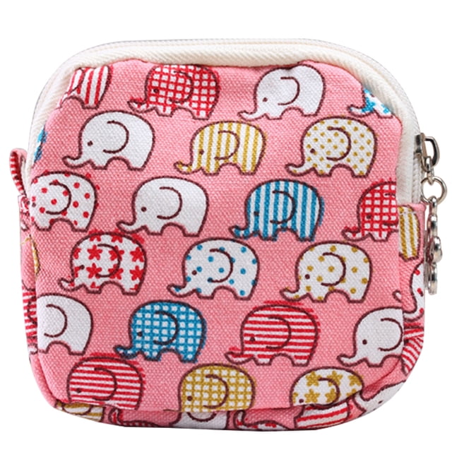 Women Coin Purse Cartoon Canvas Change Pouch Small Wallet Coin Bag with Zipper