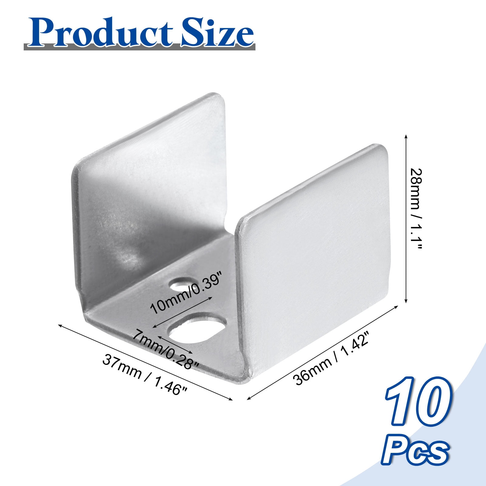 10pcs U Bracket for 1.46" Panels, 36x37x28mm Metal U Shaped Fasteners Brackets