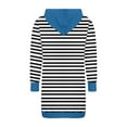 thumbnail image 2 of SMihono Women's Striped Pullover Dress Casual Long Sleeve Drawstring Hoodies Fashion Color Block Sweatshirt Tunic Dresses Black 12, 2 of 5