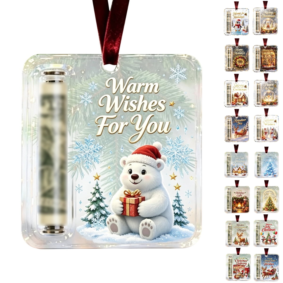 Clearance! Christmas Cash Gift Ornament, Christmas Money Holder for Cash, Christmas Decorations Gift (Warm Wishes For You)