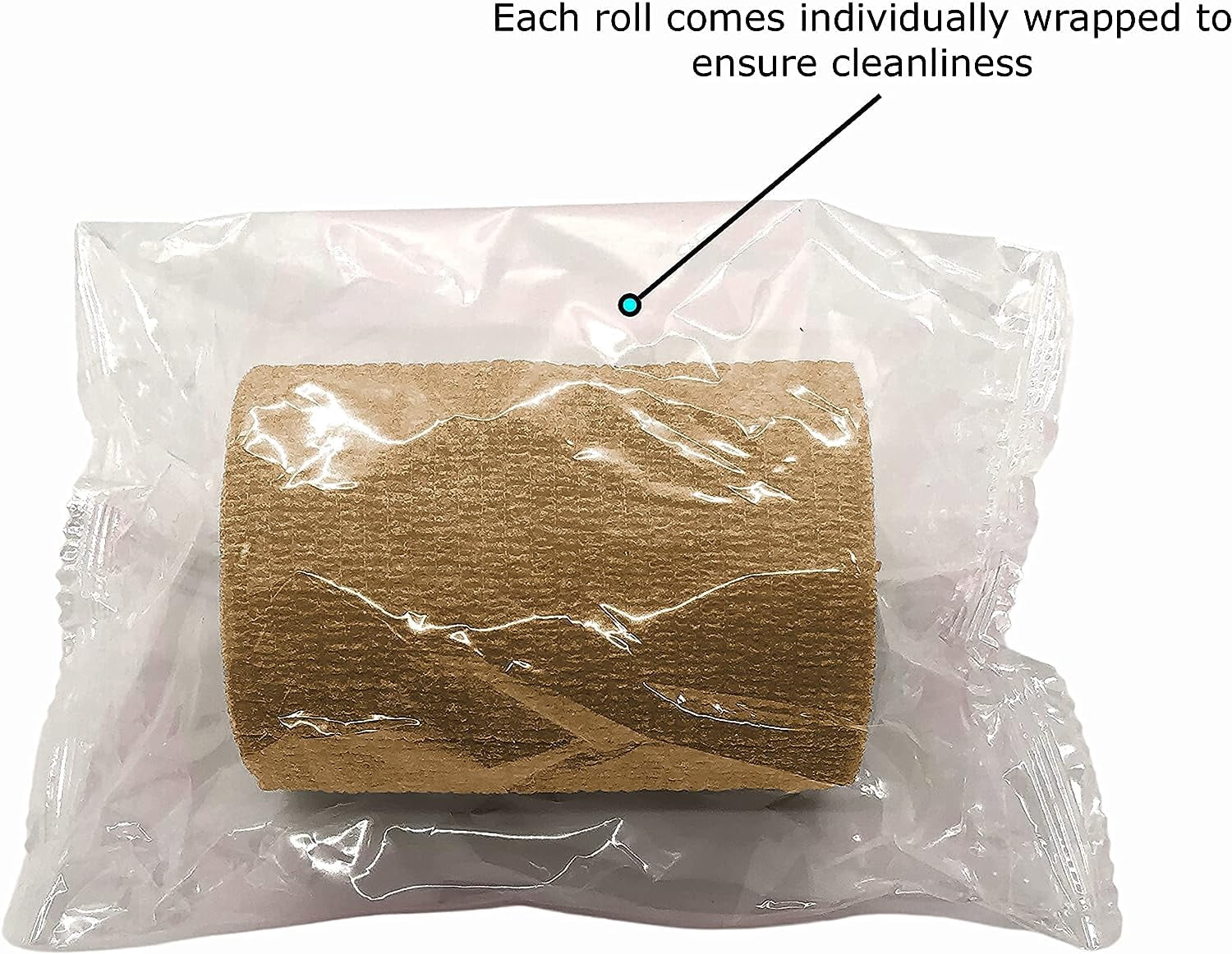 Endure Cohesive Bandage Wrap, Self Adherent Wrap 3 inch x 5 yd, Adhesive Flexible Breathable First Aid Gauze, Stretchable and Ideal for Athletic Use, Box of 12, Tan Color
