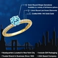thumbnail image 2 of Gem Stone King 14K Two Tone Gold Blue Apatite and Lab Grown Diamond Engagement Ring for Women | 0.98 Cttw | Round 6MM | Gemstone Birthstone | Size 8, 2 of 6