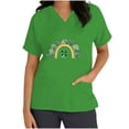 thumbnail image 5 of BiZtdJrK Weekly Sales Luck Clover Shirts for Women 2025 St Patrick's Day Short Sleeve Irish Shirts Loose Fit V-Neck Scrubs Tops with Pockets Green M, 5 of 7