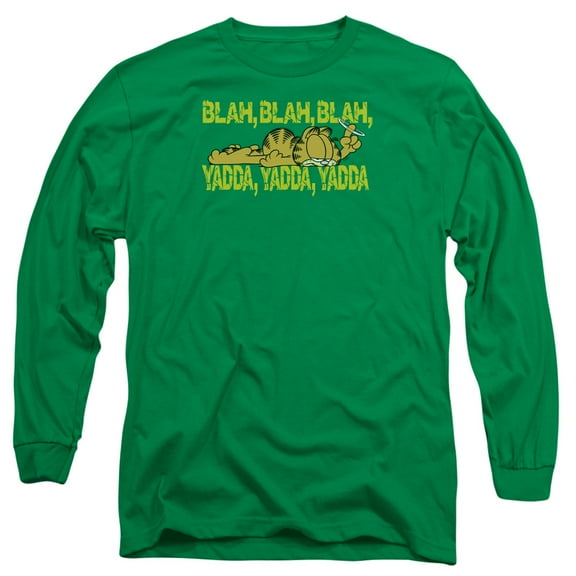 Garfield Blah Blah Blah Long Sleeve Adult 18/1 T-Shirt Kelly Green