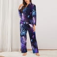 thumbnail image 2 of Honeii Feathered Wolf print Women's Pajama Sets Long Sleeve Button Down Sleepwear Nightwear Soft Pjs Lounge Sets-Small, 2 of 7